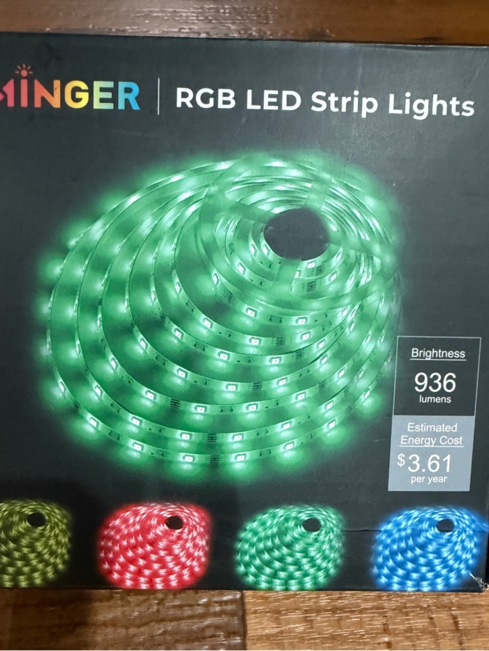 NIB- Minger RGB LED Strip Lights - Green